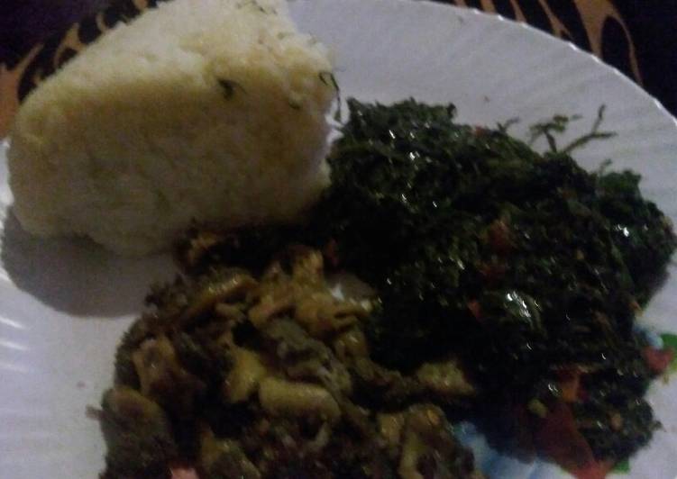 Matumbo shallow fry and ugali with Sukuma