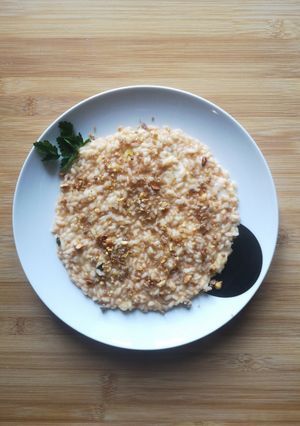 Foto di #603 Risotto con crema di patate, salsiccia e arachidi 🥔🌿🍖