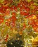 Tarta de carne, zapallitos y tomate