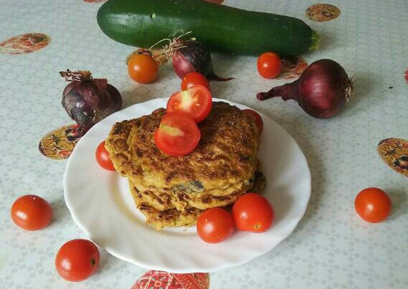 Vegan corn cheese zucchini pancakes