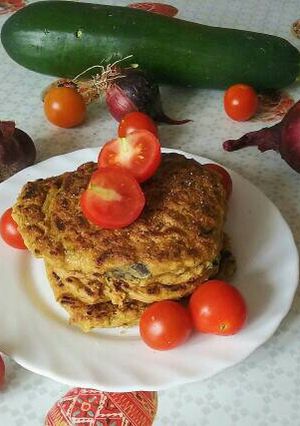A picture of Vegan corn cheese zucchini pancakes.