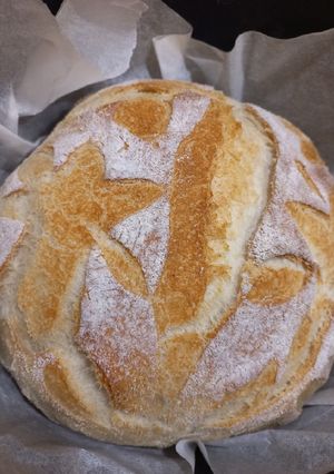 O poză a rețetei Pâine pufoasă fără frământare cu kefir.
