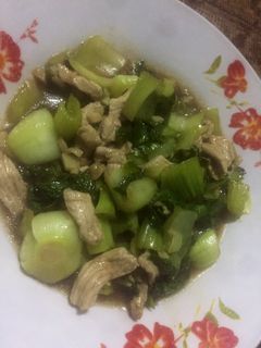 รูปของ คะน้าฮ่องเต้ผัดน้ำมันหอยใส่หมู