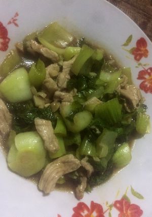 รูปของ คะน้าฮ่องเต้ผัดน้ำมันหอยใส่หมู