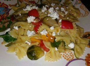 Una foto de Pasta de Col con bruselas