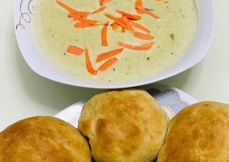 Simple Way to Prepare Quick Dinner rolls served with potato and leek soup