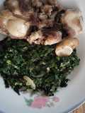 Fried mutton with greens