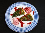 Una foto di frittata di spinaci