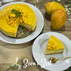 A picture of Baked Mango Cheesecake.