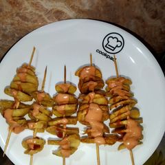 A picture of Potato skewers.