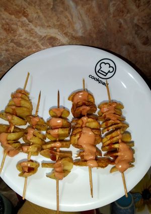 A picture of Potato skewers.