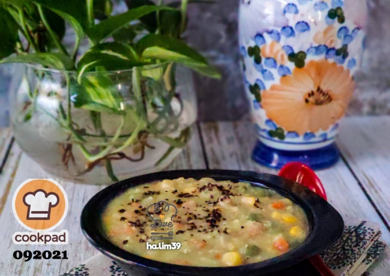 Sup jagung manis kacang polong