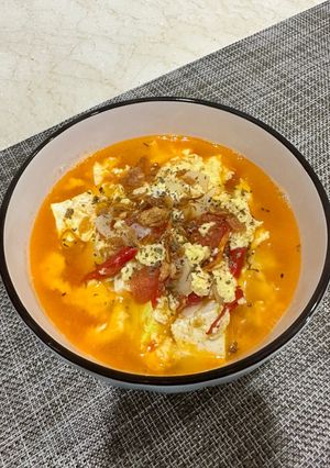 Foto resep Menu Diet Tahu Telur Kuah Tomat