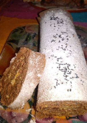 Una foto de Pionono casero de chocolate