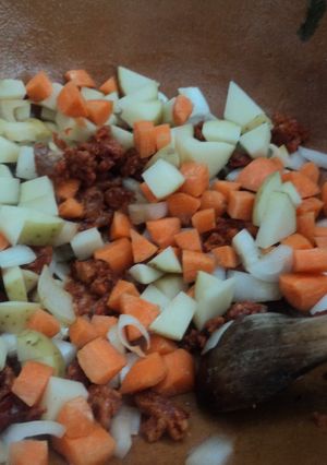 Una foto de Picadillo de chorizo de soya al habanero para tacos