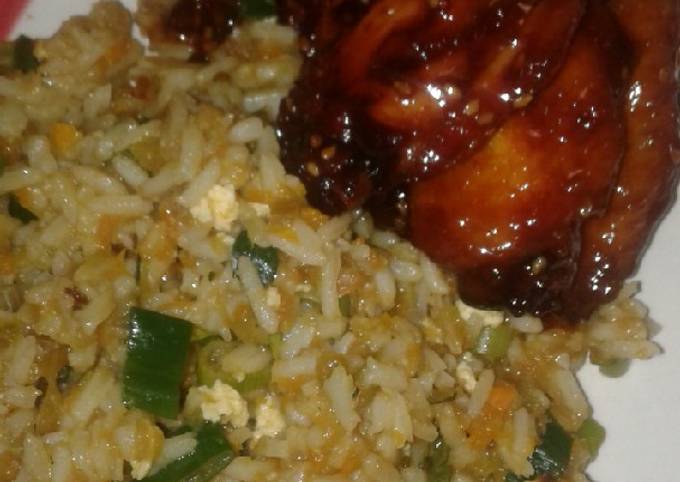 Simple Way to Prepare Quick Honey soy chicken wings and fried rice
