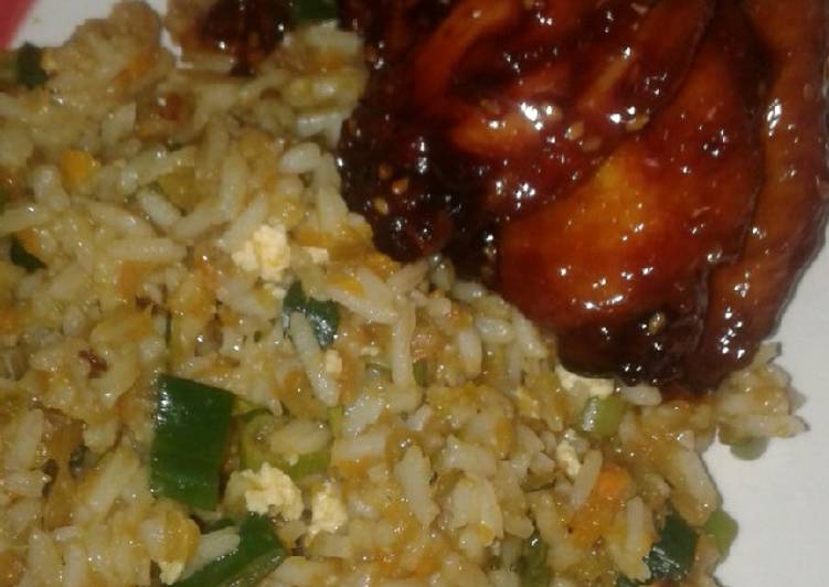 Simple Way to Make Super Quick Homemade Honey soy chicken wings and fried rice