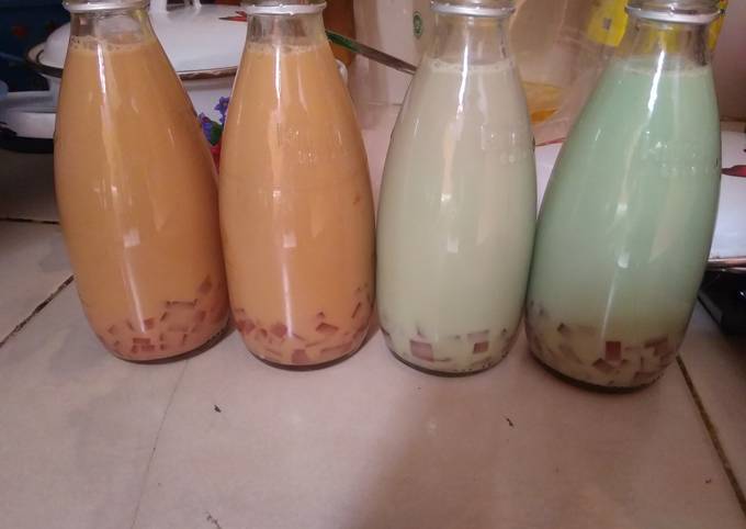 Cara Memasak Susu jelly rasa thai tea &amp; green tea untuk jualan Enak Dan Mudah