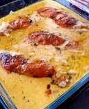 Contramuslos de pollo al horno en salsa cremosa de limón, ajo y mantequilla