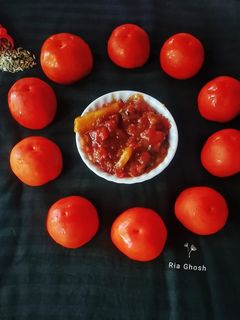 আমসত্ত্ব আর টমেটোর ঝাল মিষ্টি চাটনি (aamsatwo tomator jhal mishti chutney recipe in Bengali) রেসিপির প্রধান ছবি