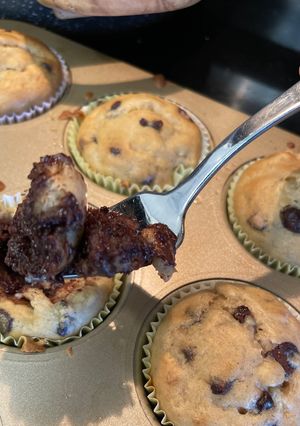 A picture of Banana Chocolate Chip Muffins.