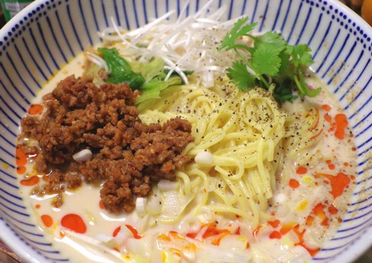 Recipe of Homemade Cold Soy milk soup and Nikumiso noodles