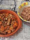 Tofu marinado y arroz marrón