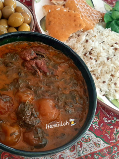 عکسی از دستور چلو خورش آلو اسفناج😋