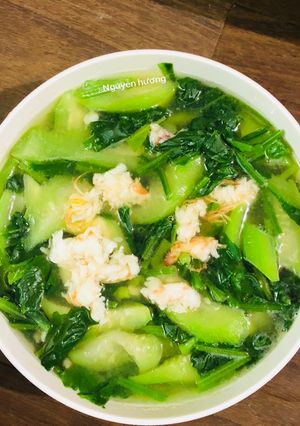 Hình của món Cải bó xôi nấu tôm tươi.