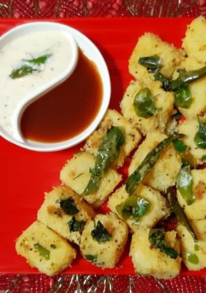 A picture of Fried Dhokla.
