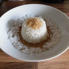 A picture of Burmese Breakfast Coconut Sticky Rice.