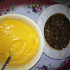 A picture of Groundnut Oil Beans with Custard.