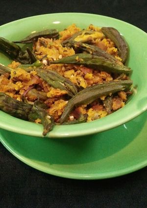 A picture of Rajisthani Besani Bhindi.