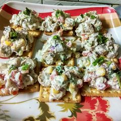 Sausage biscuit chaat A picture of Sausage biscuit chaat.