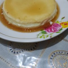 A picture of Egg pudding,on the hob.
