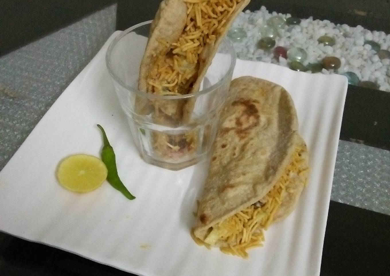 Whole wheat Tacos with leftover chana vegetable