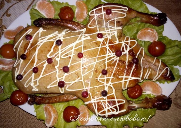 Утка, запечённая с яблоками 🍎 и апельсинами 🍊 в рукаве