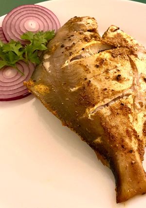 A picture of Baked/tawa pomfret.
