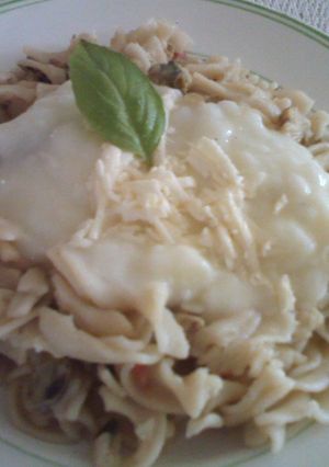 Una foto de Pasta con Pepitonas y Salsa de Queso