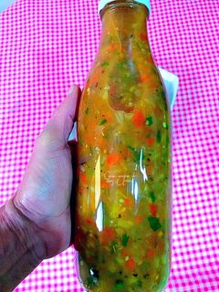 Una foto de Salsa semi picante de pimientos asados y berenjenas
