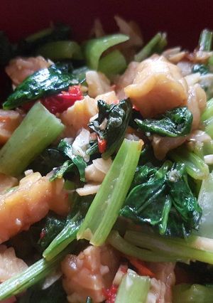Foto resep Tumis Sawi Tempe pedas Sederhana