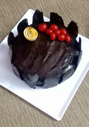 A picture of Eggless moist chocolate cake.