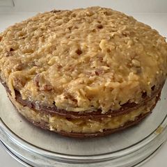 A picture of German Chocolate, Coconut and Pecan Cake.