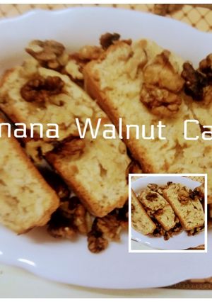 A picture of Eggless Banana Walnut Cake.