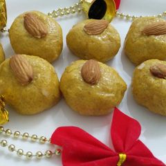 Besan badam ladoo A picture of Besan badam ladoo.