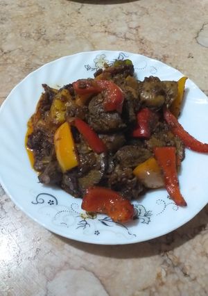صورة لوصفة كبد وقوانص على طريقتي