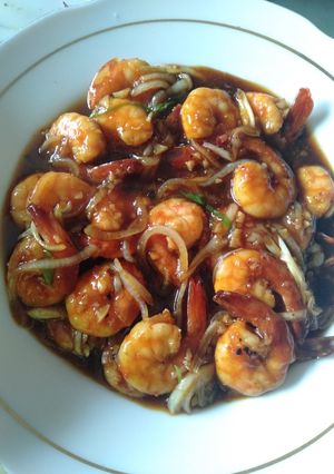 Foto resep Udang saus madu lada hitam