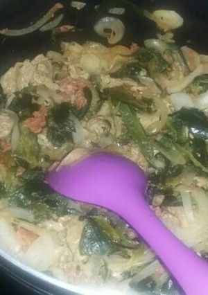 Una foto de Papas con rajas y bistec