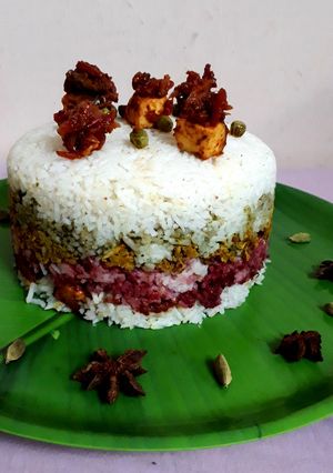 A picture of Layered Biryani.