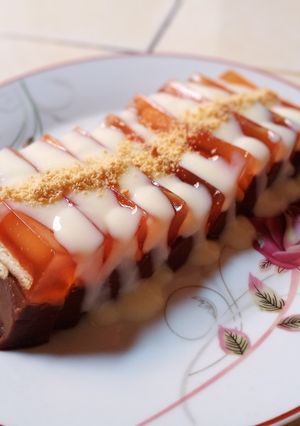 Foto resep Puding Cokelat Mangga lapis Biskuit